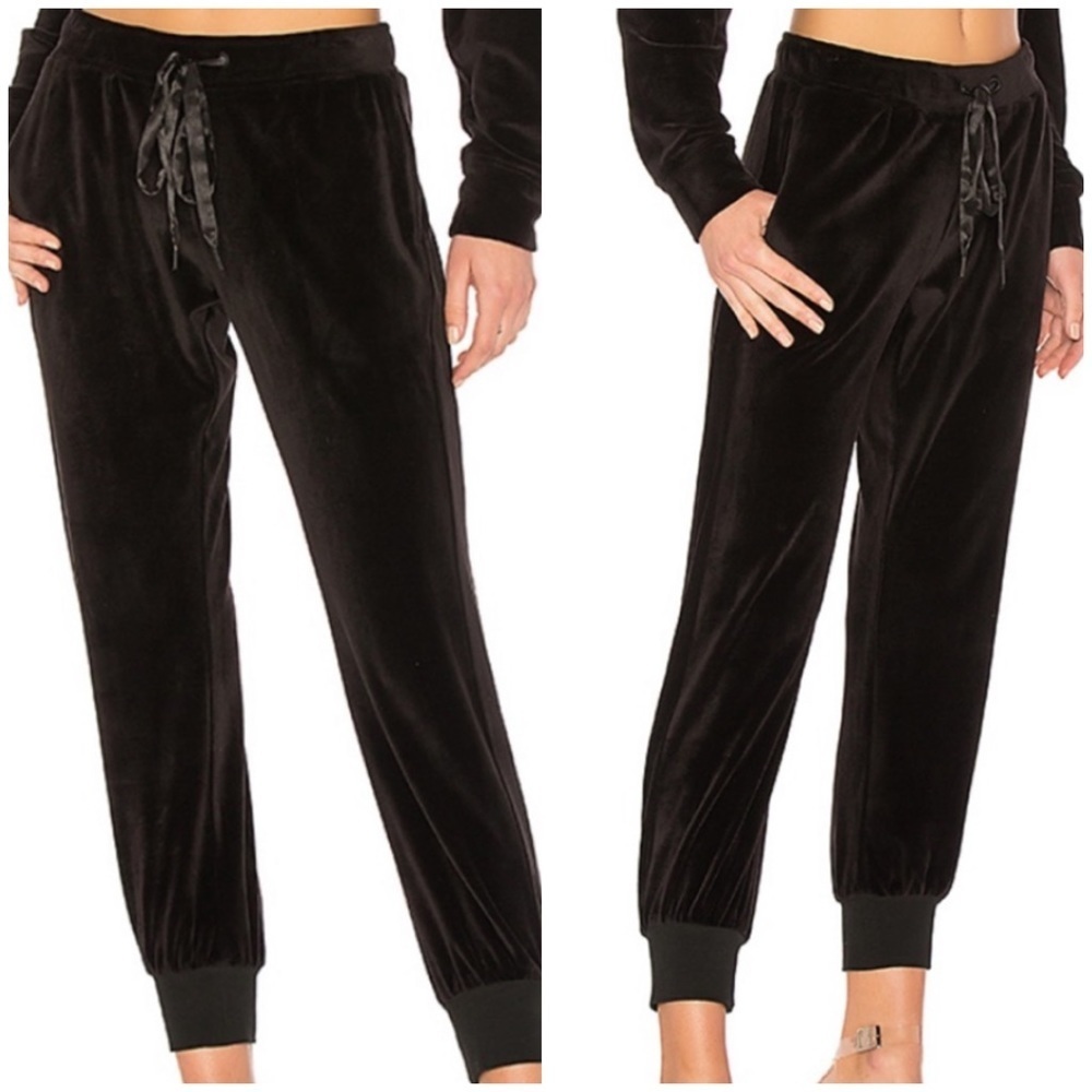 🖤 Sanctuary Black Velvet Heartbreaker Tie-Waist Jogger Pants Track Pants